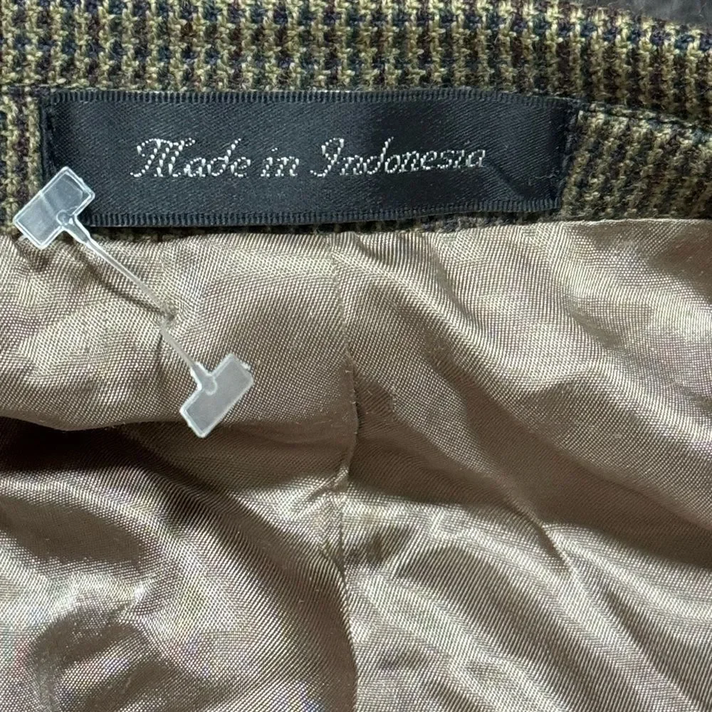 Chaps Men’s 48R Brown Lambswool Jacket Houndstooth Two Buttons Blazer Sport Coat
